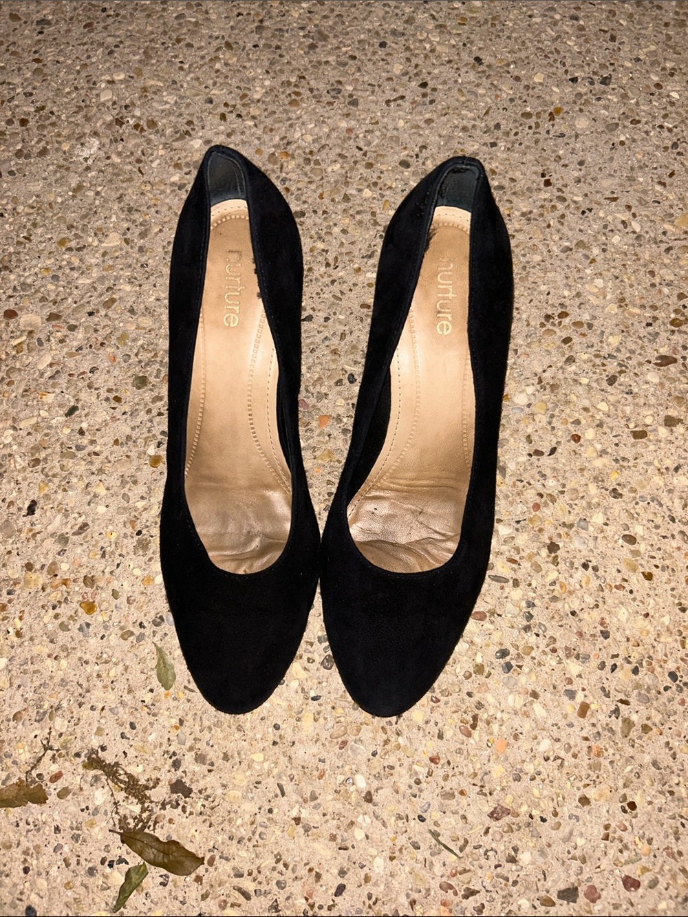 Nurture by Lamaze Black Suede Round-Toe Heels